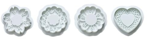 Glanhbnol 4 Formine Per Biscotti A Forma Di Cuore E Fiore, Per Fondenti, Pasticcini, In Plastica, Per Pasticcini, Forniture Da Cucina, Forni A Forma Di Cuore, Fiore, Per Biscotti In Plastica