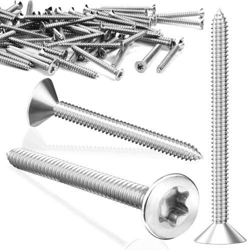 SWTYExt 120 Stk Holzschrauben Kurz Torx M4x40mm Schrauben Edelstahl A2 V2A | Spanplattenschrauben, Selbstschneidende Holz, Torx Schrauben Edelstahl, Blechschrauben Senkkopf, Vollgewinde, für Befestigung