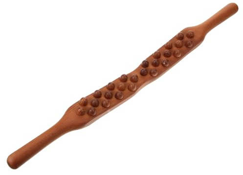 COLLBATH Holz Massagestab mit Perlendesign Glatte Oberfläche Spitze Akupressurseite Vielseitig für Fuß und Ganzkörpermassage Praktisches Wellness Tool