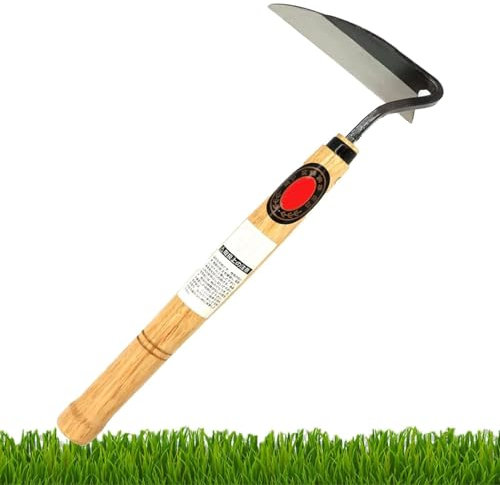 Shitafe Attrezzo da giardino per falce a mano, manico lungo per falce da - Tagliacon falce a mano - Falce da giardinaggio in acciaio, falce a manico lungo, falce da giardino per diserbo e coltivazione