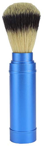 Reise-Bartbürstenset, Rasierpinsel in Originalgröße für die Nassrasur mit Bürstenhaar, Ergonomischer Griff, Aluminium, Blau, für den Täglichen Gebrauch oder auf Reisen,