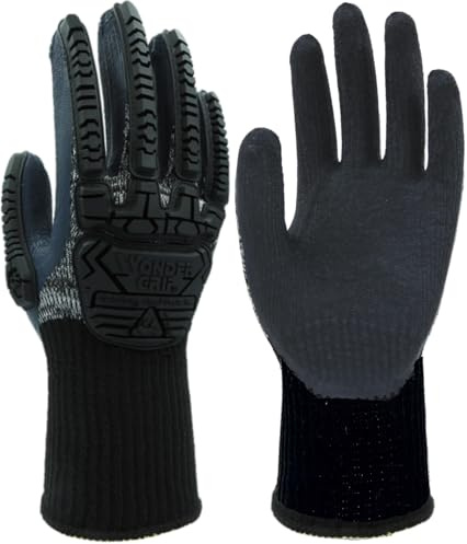 Wondergrip - Ironshield - WG-33FP Safety Gloves - Double Latex Coating - TPR Reinforcement - High Grip - Impact Protection - Heat & Cold Resistant - Durable - Grey - XX Large