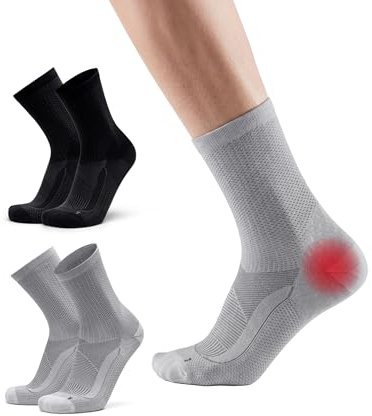 DANISH ENDURANCE Calzini Compressione per Fascite Plantare, Uomo Donna, Fasce Anti-Vesciche per Dolori Caviglia, Calzini Ortopedici per Neuropatia, 2 Paia