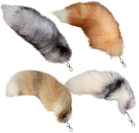 Plüsch-Schlüsselanhänger Mit t-herian-Schwanz, 4er-Pack Schlüsselanhänger Mit Fuchsschwanz, Süßer Fuchsschwanz-Anhänger, Schlüsselanhänger, Flauschiger Fuchsschwanz-Schlüsselanhänger Aus Fell