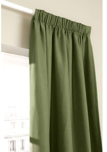 Moondream ThermActiv® Tenda termica inverno+estate | Isolamento anti-freddo e anti-calore | Tecnologia brevettata | Fabbricato in UE | Fascia arricciatenda | Verde MC533 | 130L x 250A cm