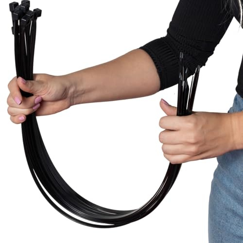 ERKO Bridas para Cables 550x9,0mm, 25u, Negro, UV, 80kg | Resistentes y duraderas, ideal para organizar y sujetar cables en interior y exterior