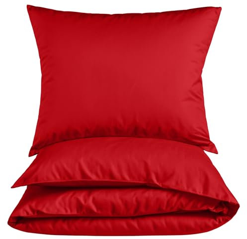 Carpe Sonno® Bettwäsche 135x200 aus Renforce-Baumwolle - roter Bettbezug - allergenfreundlich