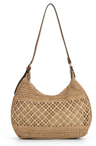 LHHMZ Borsa a tracolla Hobo in paglia da donna, Borsa in tessuto, Borse da spiaggia per viaggi estivi 2025