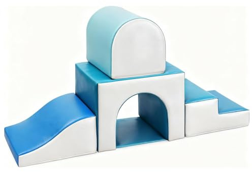 GeerWest Parcours Motricité Bébé 4 Pièces: Module Motricité Enfant Cuir PU Blocs Mousse Éducatifs - Jouets Descalade Bébé Structure d'escalade Antidérapante Ensemble Arche Elliptique