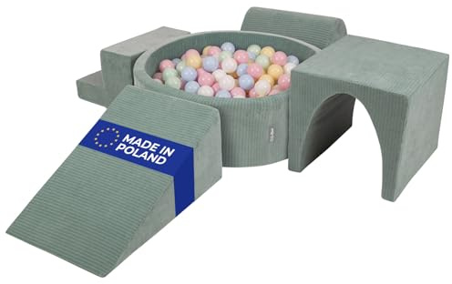 KiddyMoon Spielplatz Aus Schaumstoff Für Kinder (300 Bälle) Waschbare Bezug