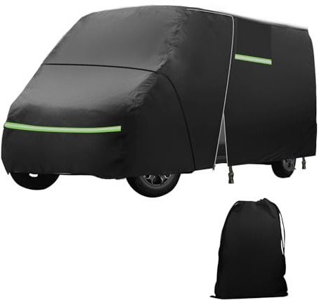 Telo copriauto completo per Fiat Ducato 2006-2024, impermeabile, con cerniera laterale, fasce antivento, pioggia, neve, UV, polvere, tutte le condizioni atmosferiche, grandine, copertura traspirante