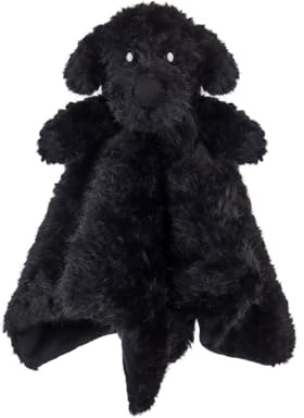 Apricot Lamb Cobija de seguridad de felpa para bebé, niño y niña, adorable para bebés y niños pequeños, cachorro de perro negro, 14 x 14 pulgadas