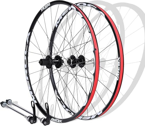 AADDFDD 26/27.5 Inch Quick Release Mountain Bike Wheelset Double Layer Aluminum Alloy Rims 32Holes Disc Brake Hubs for 8/9/10/11 Speed Cassette