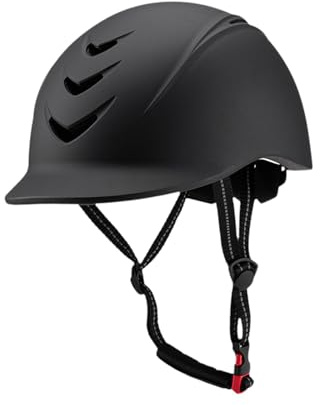Milageto Casco da Equitazione, Attrezzatura per Cavalli, Attrezzatura Estiva, Casco da Bici Professionale Leggero per Uomo E Donna, Cappello da Equitazione per, Nero