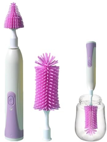 Electric Bottle Scrubber - Rechargeable Silicone Wand, Multi-Use Cleaning Stick, Compact Baby Wash Tool | Portable Storage Set With Nipple Straw Brush And Soap Chamber For Travel Feeding Hygiene
