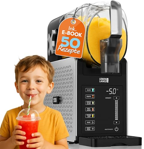 LEBENLANG Premium Slush Maschine 2L - 5 Modi & 15 Min QuickFreeze I Inkl. Rezeptbuch & Auto-Reinigung I Slush Eis Maschine für Zuhause Frozen Slushy Machine Slushie Maker Ice Slushi Maschiene