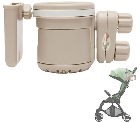 Portavasos para Cochecito - Soporte de Bebida con Rotación 360° y Soporte para Móvil - para Biberón Antideslizante para Bicicletas, Monopatines, Carritos de Compra y Cochecitos