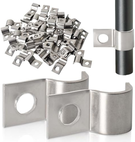 40 Stück Hochleistungs Kabelschellen, Edelstahl Rohrschellen, 10mm Rohrklemme Metall, Einzelloch U Rohrschellen Befestigungsschelle, Kabelfixierung Cable Clips, für Kabel Rohre Ø 10mm