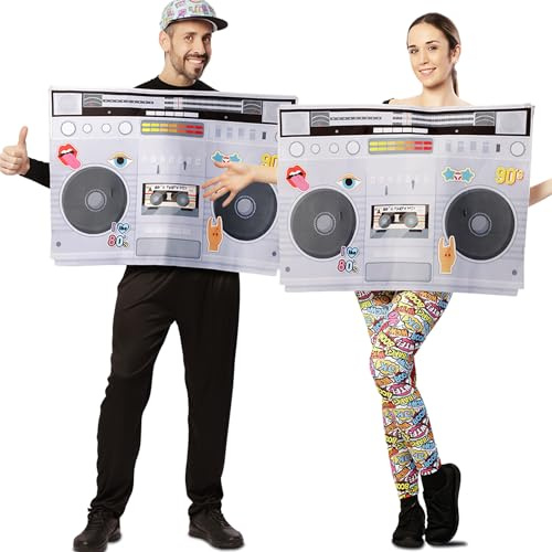 FYASA Radio Kostüm Retro Radiokassette Sound of 80er & 90er für Erwachsene Größe M/L Paasrkostüm Gruppenkostüm Fasching Karneval