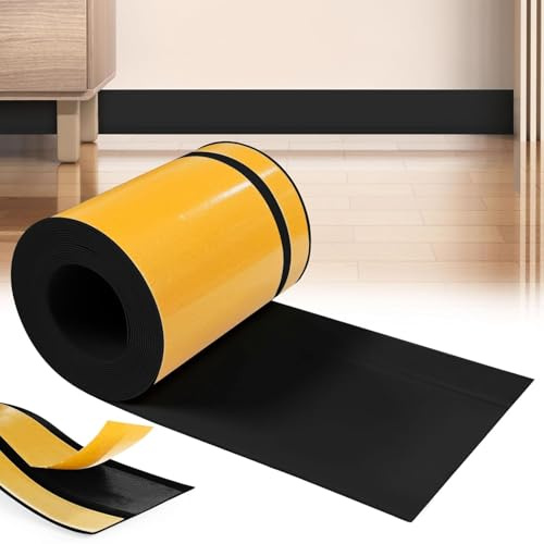 YushengTai Battiscopa, 80mm x 20mm x 5 m Battiscopa Adesivo Flessibile PVC, Impermeabile, Antimacchia e Antimuffa, Adatto per Bagno e Cucina (Nero)
