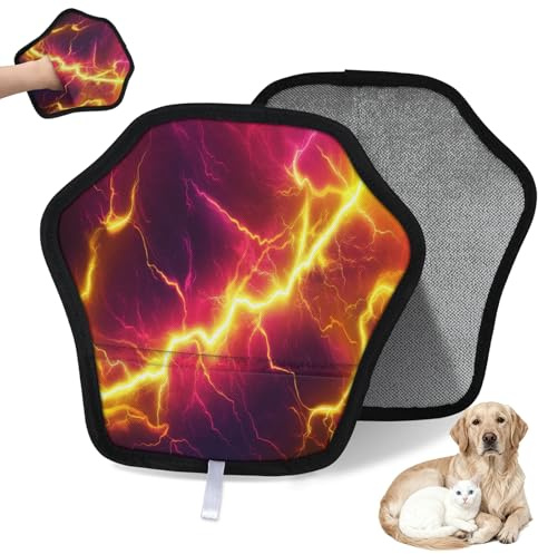 WowPrint Cool Lightning Gant d'épilation d'animaux pour chat et chien Gants électrostatiques réutilisables Brosse Outil pour canapé, vêtements, tapis, meubles, siège de voiture