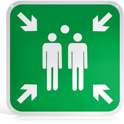 Vunanvu Cartello Punto di Raccolta Punto di Raccolta Segnaletica 30x30cm Luminoso Cartello Punti di Raccolta Alluminio Resistente ai Raggi UV Cartelli di Emergenza e Sicurezza per Esterni