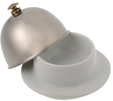 VICASKY Burriera con Coperchio in Acciaio e Base in Ceramica Piatto e Vassoio per Dessert Contenitore per Condimenti per Ristoranti e Sala da Pranzo