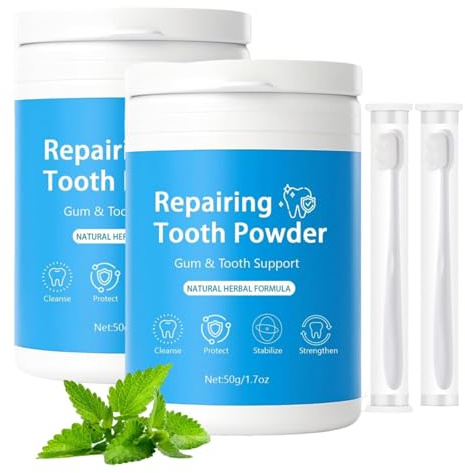 Polvere Riparatrice Per Denti, Polvere Sbiancante Per Denti, A Base Di Erbe Naturali, Rinforza, Purifica E Stabilizza I Denti, Ripara Le Gengive Con Erbe Naturali, Rinforza Lo Smalto (2 pezzi)