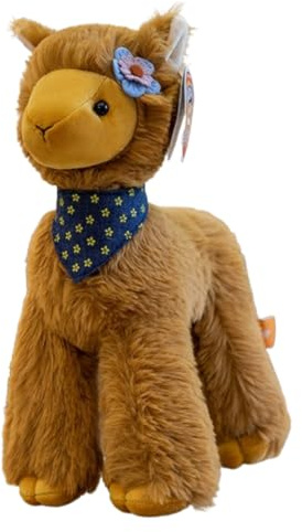 Xiyocadt Alpaka Kuscheltier, Llama Cushion, Entzückendes Schaf-Stofftier mit Schal, Niedliches Plüschtier zum Kuscheln und Spielen, für Kinder & Erwachsene (25 cm,Braun)