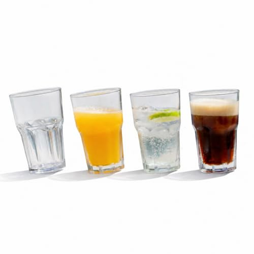 Hochwertige Trinkglas aus Kunststoff 400ml I 4er Set I Plastikgläser I Cocktailgläser I Trinkgläser I Kunststoffgläser I Kaffeebecher I spülmaschinengeeignet – Für Camping, Pool, Garten & Outdoor