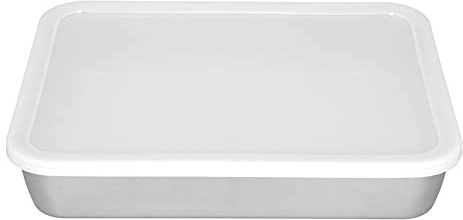EOJDDPA Plaque de cuisson en acier inoxydable, plate et profonde, antiadhésive, avec couvercle, ustensiles de cuisson sains pour la cuisson au four, boîte de rangement des aliments, poli (S)