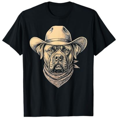 Vintage Bullmastiff Hund Cowboyhut Bandana Retro Western T-Shirt