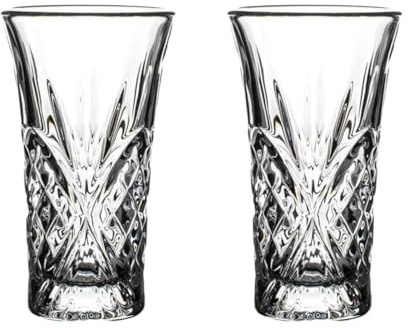 LJHFG63KUYT Verres Lot de 2 verres à shot fins et sculptés, transparents sans plomb base épaisse for cocktails, tequila, liqueurs, whisky, vodka autres spiritueux pour jus