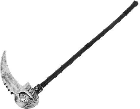 Ciieeo Guadaña de Cosplay de Halloween de Plástico Plateado Mango en Espiral, Accesorio para Disfraces y Fiestas de Carnaval, de Juguete Segura y Ligera para Actuación en Escenario