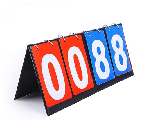Febbya 4 Digit Flip Scoreboard,Portable Digital Scoreboard for Basketball Football Table Tennis,Sports Digital Number Board with Flipper Flip Number,Scoreboard Flipper for Tennis Netball Darts