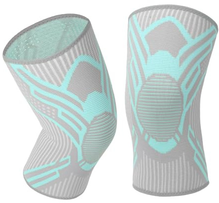 AOOWU Rodillera para Menisco y Ligamento, 2PCS Rodillera Deportiva de Compresión para Hombre y Mujer, Rodilleras Transpirable para Artritis, Lesión de Ligamentos, Yoga, Senderismo, Correr (Azul, M)