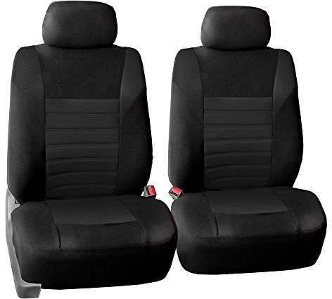 FH Group Car Seat Covers Front Set Premium 3D Air Mesh - Low Back Car Seats with Removable Headrest,Universal Fit,Automotive Seat Cover,Airbag Compatible Car Seat Cover for SUV,Sedan,Van Black