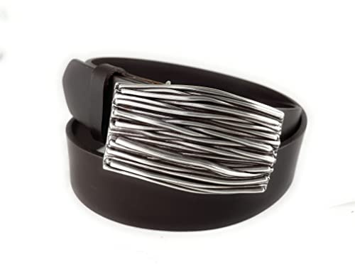 Gürtelschnalle Metall Silber Wellenoptik – Modern & Minimalistisch Wechselschnalle für Damen und Herren Gürtel | Wechselschnalle Buckle für Damen und Herren Gürtel bis 4cm