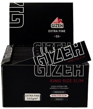 1 Karton Gizeh Black Extra Fine King Size Slim 50 Hefte à 34 Blättchen