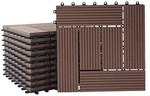 Mendler WPC Bodenfliese Rhone, Holzoptik Balkon/Terrasse, 11x je 30x30cm = 1qm versetzt - Premium Coffee