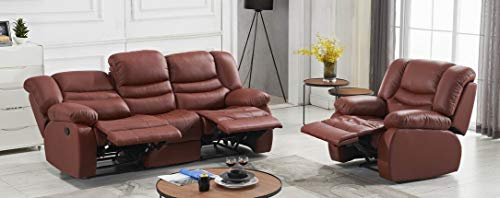 Mapo Möbel Voll-Leder Sofagarnitur Fernsehsofas Relaxsofas 5116-3+1-206