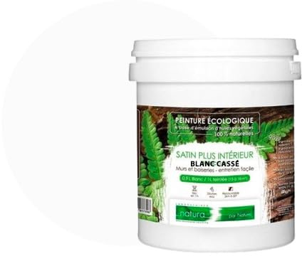 Naturfärg, ekologisk, satin, natur, tassi, väggfärg inuti, 34 färger, 1 l, 18 m², vit
