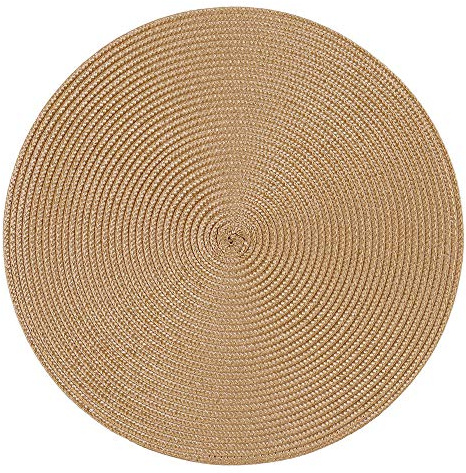 Haus und Deko Platzset Polypro Bastoptik rund ca. 35 cm Ø Caramel abwaschbar Tischset Platzdeckchen