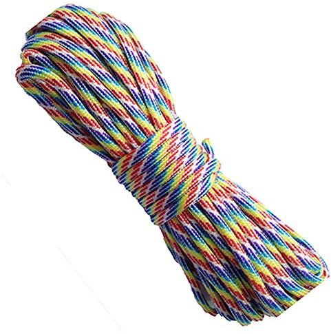 Egurs Paracorde 15 m, multicolore, 550 x 4 mm, accessoire de camping, pour bracelet, porte-clés, pendentif, collier pour animaux de compagnie, corde arc-en-ciel