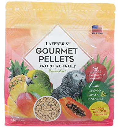 LAFEBER'S Tropical Fruit Gourmet Pellets Pet Bird Food, No Added Sugar, Made with Non-GMO and Human-Grade Ingredients, for Parrots, 4 lb