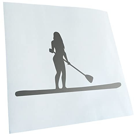 Kiwistar - Autoaufkleber - Stand Up Paddling Figur - silber - 24x14cm - Heckscheibe Auto Aufkleber wetterfest für Kfz LKW Mofa Truck - Sticker außen selbstklebend Tuning Zubehör für Fenster Fahrzeug
