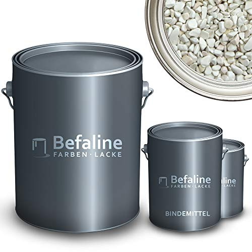 Befaline © BEFA-78 Steinteppich Set bis 2,5qm I 25kg Marmorkies Bianco Verona + 1,5kg Epoxidharz Bodenbeschichtung für Naturstein, Beton, etc. I fugenloser & pflegeleichter Boden für innen & außen