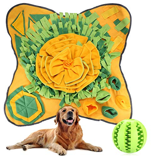 DaiWeier Snuffle Matte, Hundematte mit Trainingsball, maschinenwaschbar, faltbar, für Hunde, Puzzle, Spielsachen, Langsames Füttern
