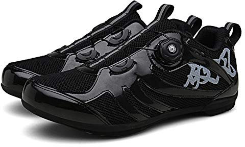 Sebasty Pedali Piatti Scarpe da Ciclismo su Strada Scarpe da Bicicletta Resistenti e Traspiranti Scarpe da Amanti Non Bloccabili,Black-43
