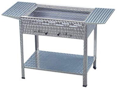 BSR-Grillen Holzkohlegrill Grill Kohlegrill aus Edelstahl 114x53x80 cm Kohlekasten Grillfläche 108x47 cm ideal für Privat Verein Catering Gastronomie (Grillrost Edelstahl + Seitenablagen)